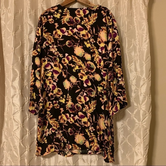 REVOLVE Somedays Lovin Deep End Wrap Dress Black Floral Oversized Mini - Picture 7 of 12